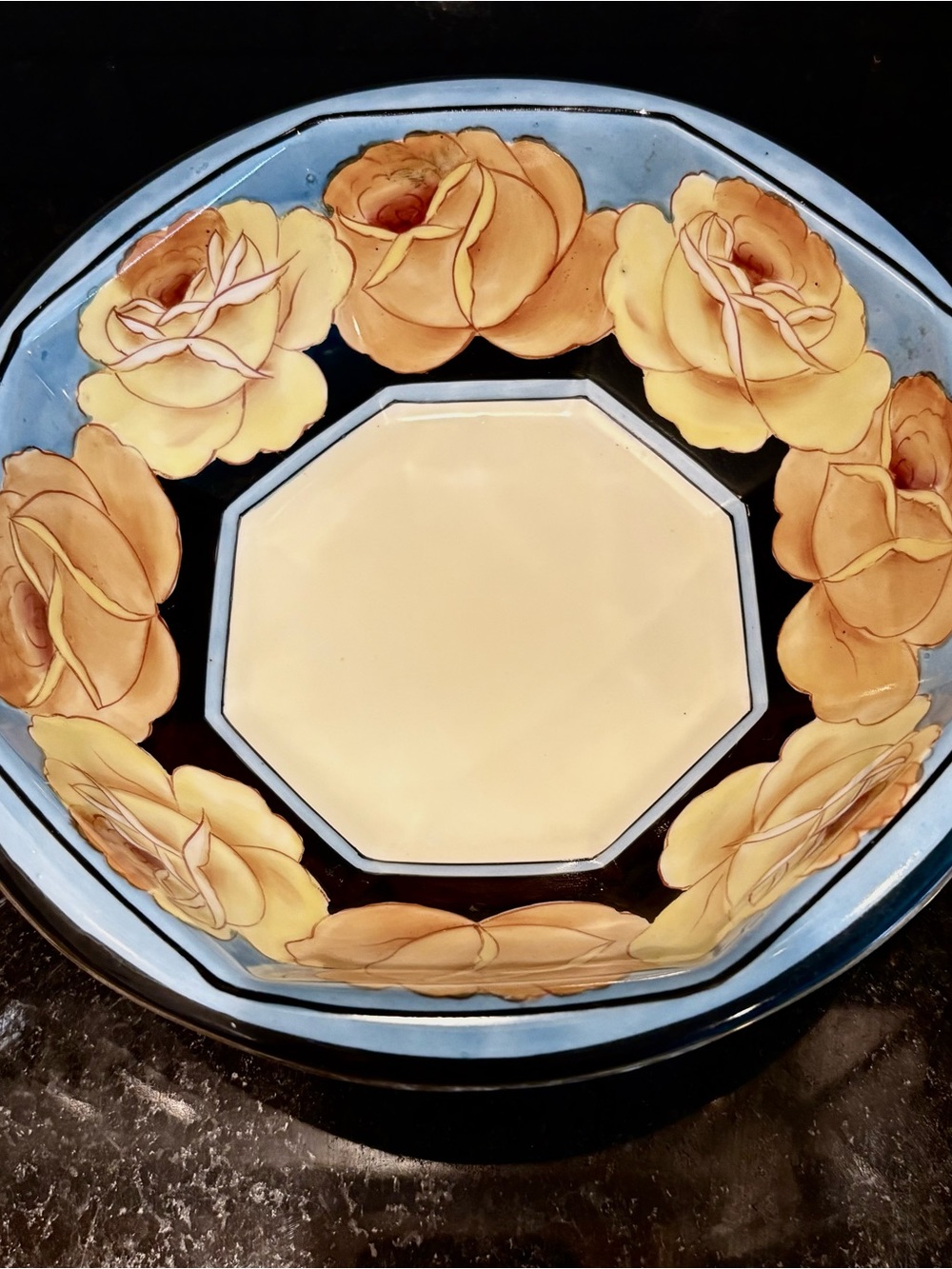 Noritake Porcelain Handpainted Bowl with Yellow Roses Stunning !